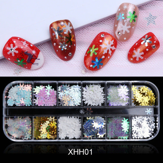 Christmas Manicure Snowflake Laser Sequined Suit Ins Popular Nails Christmas Nail Sequins