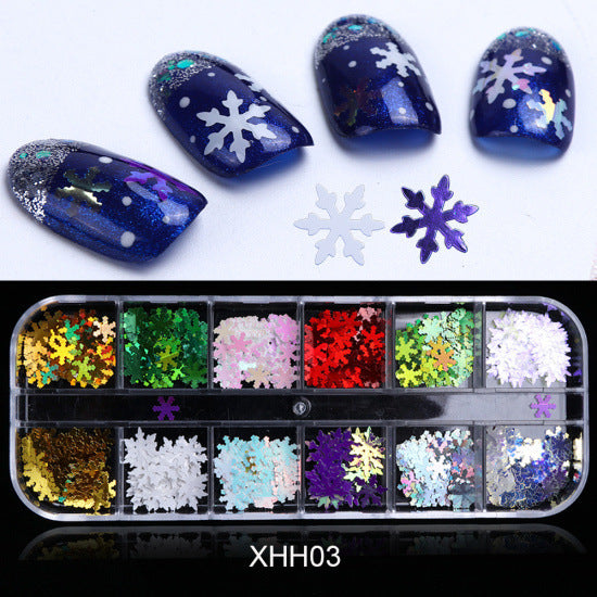 Christmas Manicure Snowflake Laser Sequined Suit Ins Popular Nails Christmas Nail Sequins