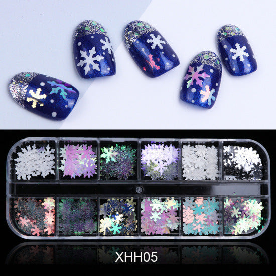 Christmas Manicure Snowflake Laser Sequined Suit Ins Popular Nails Christmas Nail Sequins