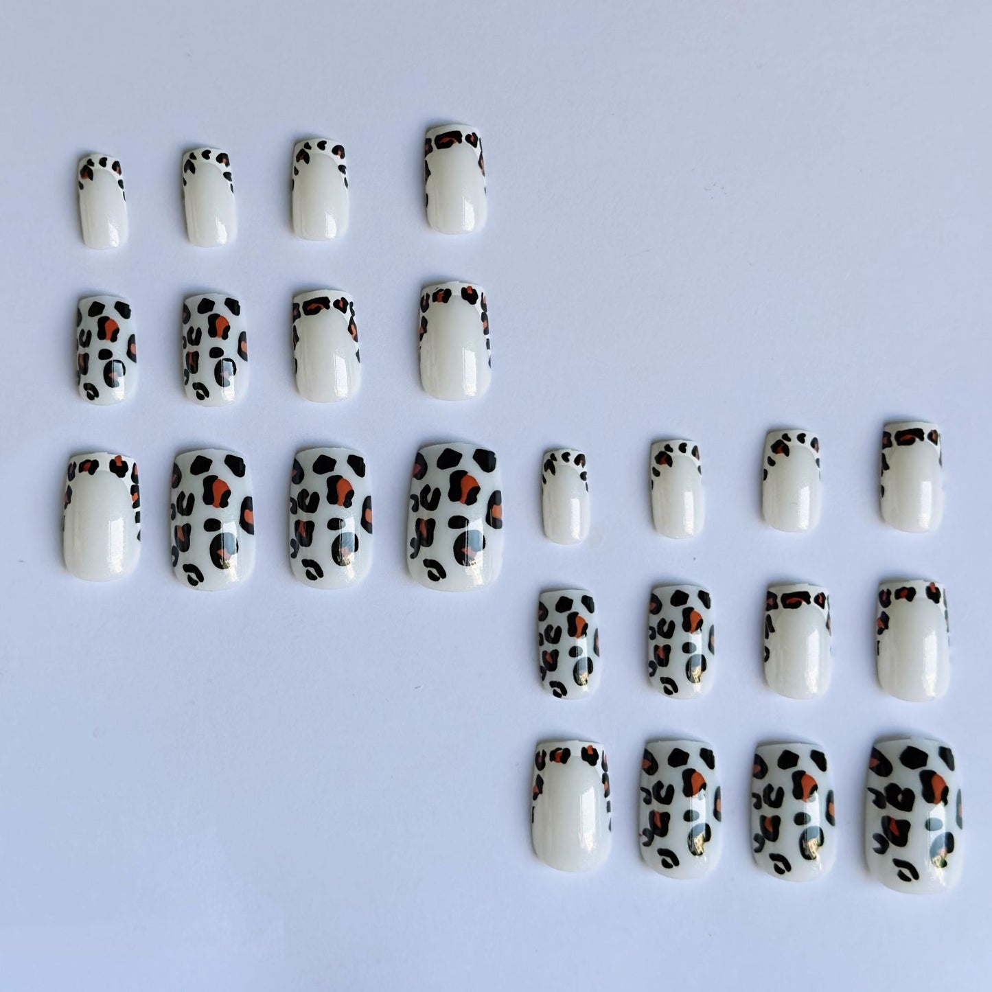 Aurora French Leopard Print Mid-length Manicure Sweet Cool Girl Wearable Fake Nails