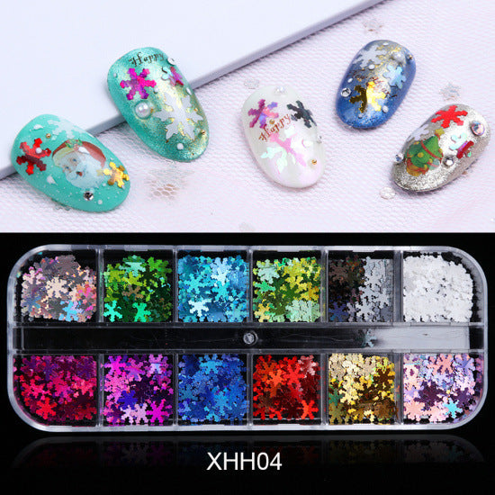 Christmas Manicure Snowflake Laser Sequined Suit Ins Popular Nails Christmas Nail Sequins